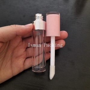 ISMAN Tube de brillant à lèvres rond 5ml avec applicateur grand format, capuchon transparent rose et blanc, anneau argenté, flacon vide pour gloss, <span class=keywords><strong>prix</strong></span> usine - Product Image 6