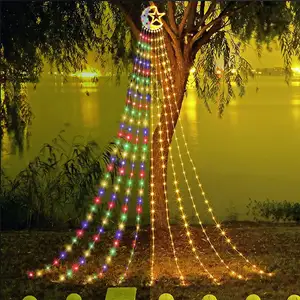 LED Phantom Moon Pentagram Cascada Luces RGB Colorido Agua corriente Navidad Patio Decoración Agua corriente Luces Cadena