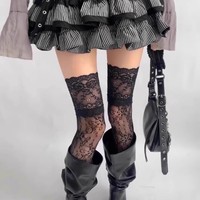 Chaussettes blanches japonaises mignonnes pour écolières, au-dessus du genou, avec dentelle, détails en dentelle, découpes sexy, style japonais fin
