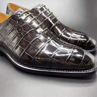 Chaussures de smoking de luxe Goodyear en peau de crocodile pour hommes, chaussures habillées en cuir d'alligator véritable, chaussures de bureau tendance pour hommes