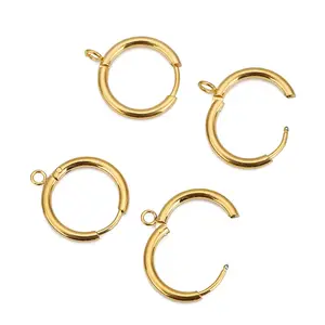 Stainless steel hoop earring components clip on earrings with loop for DIY earrings jewelry making