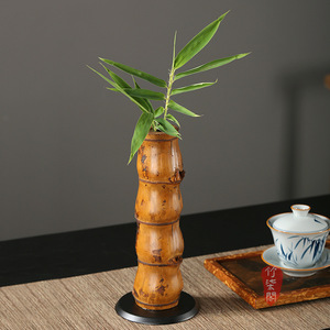 Buddha Belly Bamboo Flower Vase Lacquered Round Zen Decorative Vase For Chinese New Year Gift - Product Image 1