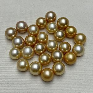Perles de Nanyang dorées 11-12 mm, perles de mer naturelles, forte luminosité, forme ronde de base, légers défauts, perles Zhuji en vrac, perles nues, sans support - Product Image 1