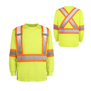 Industry wholesale Construction reflective logo t shirt safety hi vis t shirt workwear from china