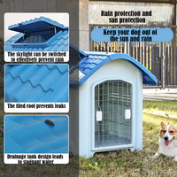 Nichoir pour chien en plastique pliable, abri extérieur toutes saisons avec fenêtre, design imperméable et plateau en plastique