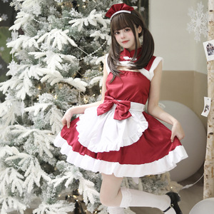 Christmas Chinese Style Maid Outfit Wine Red Satin Women's Cosplay Costume S-5XL Plus Size Game Anime Role Playing - Product Image 1