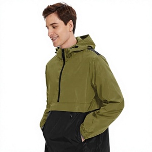 <b>Men's</b> Windproof Hooded Windbreaker <b>Shorts</b> Set Eco-Friendly Breathable Lightweight Polyester Winter Sporty Reversible Printed - Product Image 1