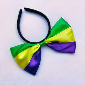 Pafu festa di capodanno prom party dress up fascia carnevale fascia viola giallo verde Mardi Gras bow copricapo - Product Image 4
