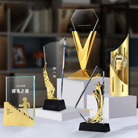 Trophée personnalisé en cristal avec gravure métallique, nouveau design, pour les récompenses annuelles d'honneur et d'excellence de l'entreprise