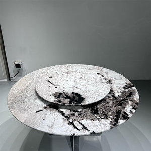 Mesa de Comedor Redonda Moderna con Plato Giratorio y Base de Pedestal Grande para Comedor o Muebles de Restaurante - Product Image 6