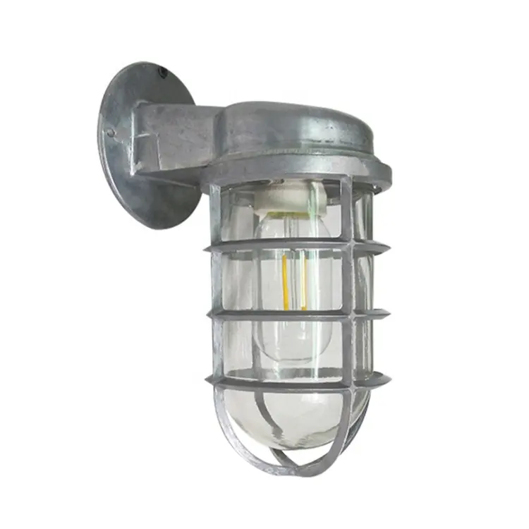 Industrial Streamline Static Industrial Bracket Arm Guard Grill Sconce Wall Mount LED Bulkhead Light Outdoor Wall Lamps