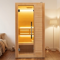 Sauna Uap Hemlock Finlandia Modern untuk Dalam Ruangan dengan Panel Kontrol Elektrik dan Pemanas Tungku untuk Spa di Rumah