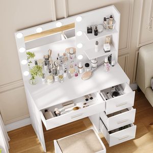 <span class=keywords><strong>Tocador</strong></span> Sencillo con Espejo y Lámpara, Mesa <span class=keywords><strong>de</strong></span> Estudio, Dormitorio, Moderno, Minimalista, <span class=keywords><strong>Pequeño</strong></span> - Product Image 4