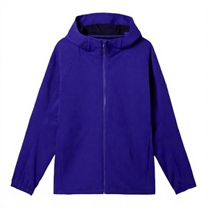 Men's Purple Hooded Windproof <b>Zipper</b> <b>Jacket</b> Regular Fit Knitted Polyester Casual Autumn Wear - Product Image 1