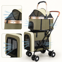 Poussette double pour animaux de compagnie 2 en 1 avec deux paniers amovibles, pliable, pour chiens et chats, pour plusieurs animaux