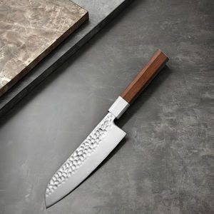 <span class=keywords><strong>Couteau</strong></span> <span class=keywords><strong>de</strong></span> <span class=keywords><strong>chef</strong></span> <span class=keywords><strong>Santoku</strong></span> japonais <span class=keywords><strong>de</strong></span> 7 pouces 9Cr18 Couteaux <span class=keywords><strong>de</strong></span> cuisine super pointus 3 couches en acier composite martelé Design moderne - Product Image 6