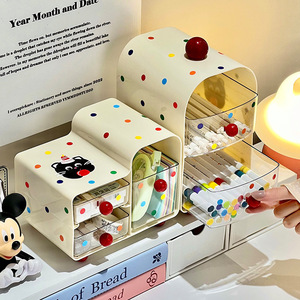Desktop <b>Storage</b> Box Cosmetic Organizer Plastic Multifunction Makeup Drawer With Wheels For <b>Dressing</b> <b>Table</b> Jewelry Lipstick - Product Image 3