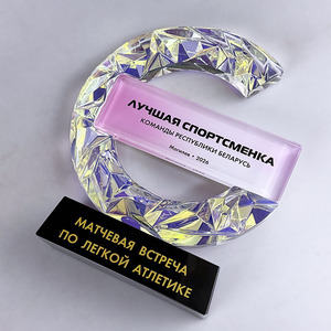 Piala Penghargaan Kaca Bentuk C Kristal Pelangi Desain Baru <span class=keywords><strong>2026</strong></span> MH-N746 - Product Image 6