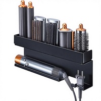 Support mural métallique pliable à 5 niveaux pour outils de coiffure, support de rangement résistant à la rouille pour sèche-cheveux, organisateur de salle de bain pour la maison