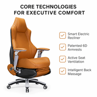 Chaise de bureau exécutive en cuir moderne avec dossier haut pivotant, accoudoirs 6D, ventilation, massage électrique rechargeable