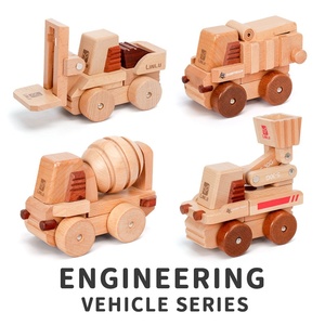 Jouet d'excavatrice pour enfants, véhicule d'ingénierie en bois massif, grue, modèle de voiture magnétique pour bébé - Product Image 4