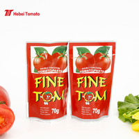 Pâte de tomate double concentrée 70g d'usine avec concentré 28-30% dans une sauce tomate à poche autoportante