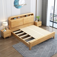 Lit de rangement en bois massif nordique, lit de rangement moderne en bois massif, design minimaliste pour petits appartements, lit Queen/King Size