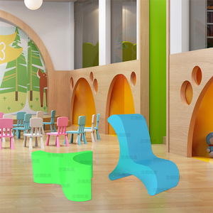 Chaise pour enfants en plastique, dossier semi-circulaire solide, utilisation en maternelle, sécurité garantie - Product Image 2