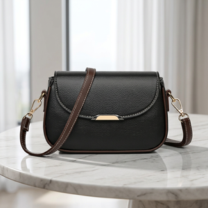 Pebbled PU Leather Zipper Closure <b>Crossbody</b> <b>Bag</b> Flap Messenger Handbag <b>Waterproof</b> up 1L Capacity Shoulder Purse for Daily Travel - Product Image 3