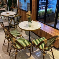 Ensemble de table et chaises 2 places en pierre, style luxe léger, pour extérieur, petite cour, balcon, démontable