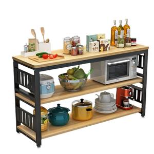 Estante de Almacenamiento de Cocina de Roble Multifuncional de Varios Niveles, Diseño Moderno, Mesa de Corte Rectangular y Estante de Almacenamiento para Horno de Microondas - Product Image 4