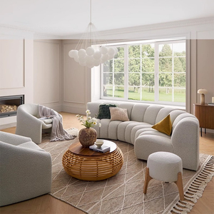 Juego de Sofás Seccionales Curvos Modulares Modernos en Forma de C de Estilo Nórdico, Tapizado en Tela Teddy, <span class=keywords><strong>5</strong></span> <span class=keywords><strong>Plazas</strong></span>, para Sala de Estar - Product Image 5