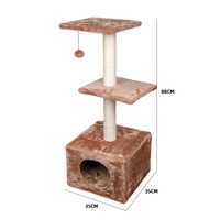 Arbre à chat en sisal et peluche courte marron, vente en gros du fabricant