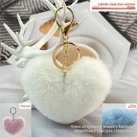 Porte-clés Cœur en Peluche Pêche Très Vendu, Pendentif Boule en Forme de Cœur, Accessoires de Suspension pour Bagages Féminins