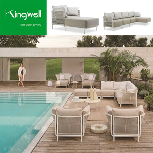 Divano <span class=keywords><strong>da</strong></span> Giardino in Alluminio Moderno di Lusso per Hotel, Resistente Intreccio in Corda, Arredamento <span class=keywords><strong>da</strong></span> <span class=keywords><strong>Esterno</strong></span> per Patio e Soggiorno, Direttamente dalla Fabbrica - Product Image 3