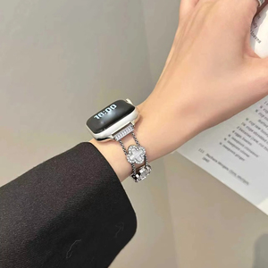 Correa de Reloj Inteligente de Acero Inoxidable de Lujo <span class=keywords><strong>para</strong></span> Mujer, Brazalete Elegante con Cristales de Imitación y Caja con Diseño de Trébol <span class=keywords><strong>para</strong></span> <span class=keywords><strong>Apple</strong></span> 38mm 40mm 41mm 42mm 44mm 45mm - Product Image 5