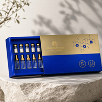Boîte rigide personnalisée avec logo, emballage de luxe en papier bleu et or avec insert en mousse pour flacon de poudre lyophilisée