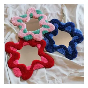 Star abstract shape handmade tufted mug rug mirror punch needle beginner for home office decor