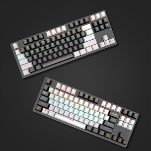 Teclado Mecánico para Juegos LEAVEN <span class=keywords><strong>K550</strong></span> de 87 Teclas con Eje Azul, Nuevo Diseño con Teclas Intercambiables en Caliente, Negro y Blanco - Product Image 2