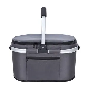 Campione gratuito piccolo giardino isolato Cooler Lunch bag scatola di immagazzinaggio famiglia portatile campeggio all'aperto cestino da Picnic con coperchio