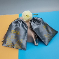 Sacs à cordon en satin de luxe recyclables avec logo personnalisé, impression sérigraphique, perruques, cheveux, cadeau promotionnel, emballage de bijoux