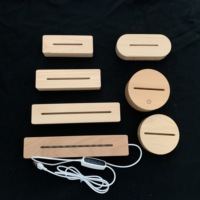 Lampe à base en bois de différentes tailles, base ronde ovale en bois, veilleuse LED