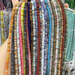 天然石Rondelleスペーサービーズ,2x6mm,宝石ディスクシェイプDIYブレスレットジュエリー作り - Product Image 2