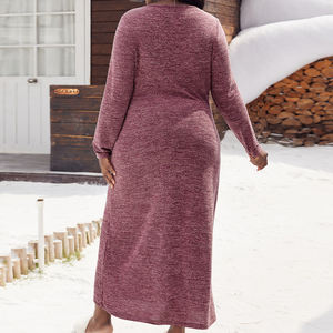 Lässiges, langärmliges, gestricktes Schlaf kleid mit V-Ausschnitt und Übergröße, weiche, schlanke Nachthemden, Nacht kleider für Frauen, <span class=keywords><strong>Xx</strong></span> <span class=keywords><strong>Xxxl</strong></span>, XXL, <span class=keywords><strong>XXXL</strong></span>, XXXXL - Product Image 2