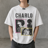 T-shirt vintage graphique vieilli, manches courtes, imprimé photo rétro, ourlet effiloché, streetwear, personnalisé OEM ODM, vente en gros