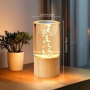Lampe de nuit à bulles LED, lampe de nuit en cristal acrylique avec base en bois, luminosité réglable, lampe de table pour salle de lecture et chambre à coucher - Product Image 4