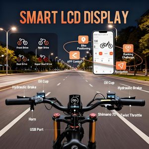 Vélo électrique tout-terrain de type montagne, double suspension, freins à disque hydrauliques, pneus larges, pour aventures en plein air et tous terrains - Product Image 3