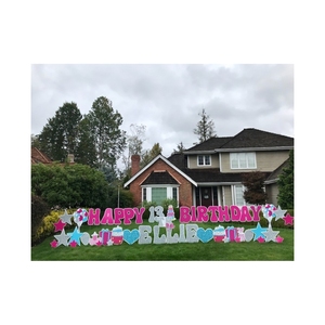 Happy Birthday Custom Prints Corrugated Plastic Lawn Letters Holiday Yard Signs Yard Card Yard Sign Letters With Stakes
