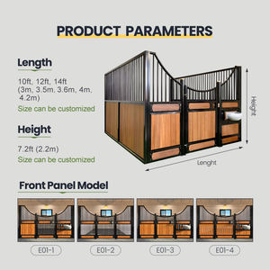 JH E01 Sistema di Box per Cavalli di Lusso con Telaio in Acciaio e Legno di Bambù, Pannello Frontale e Porta per Stalla Professionale ed Economica - Product Image 2
