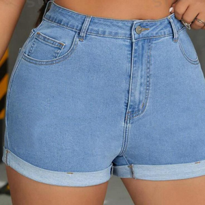 กางเกงยีนส์ขาสั้นเอวสูงแบบลำลองสำหรับผู้หญิงใส่ในฤดูร้อนทรงสกินนี่ใส่สบายทันสมัยกระเป๋าด้านข้างซักได้ - Product Image 4